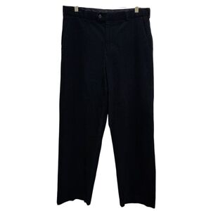 Geoffrey Beene Pants Mens 34x30 Black Cotton Corduroy Straight Flat Zip Preppy
